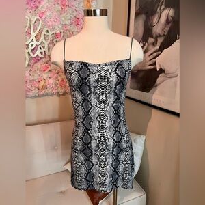 Super soft snake skin print dress with side slits and thin straps